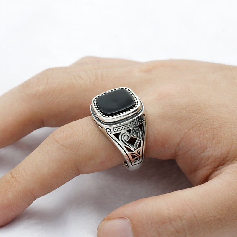 Carved Design Thai Silver Ring