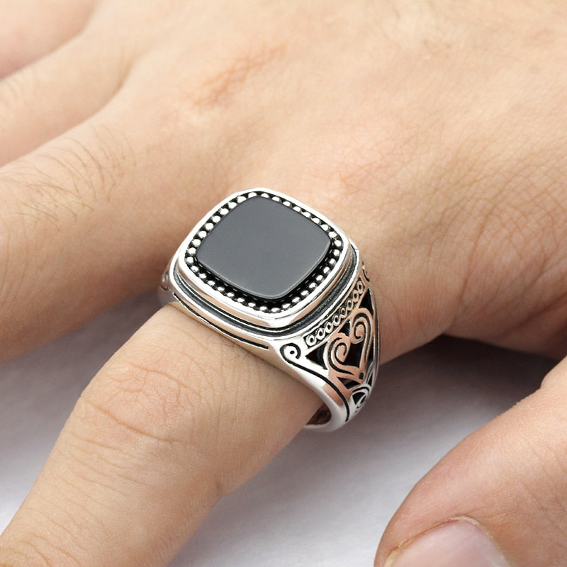 Carved Design Thai Silver Ring