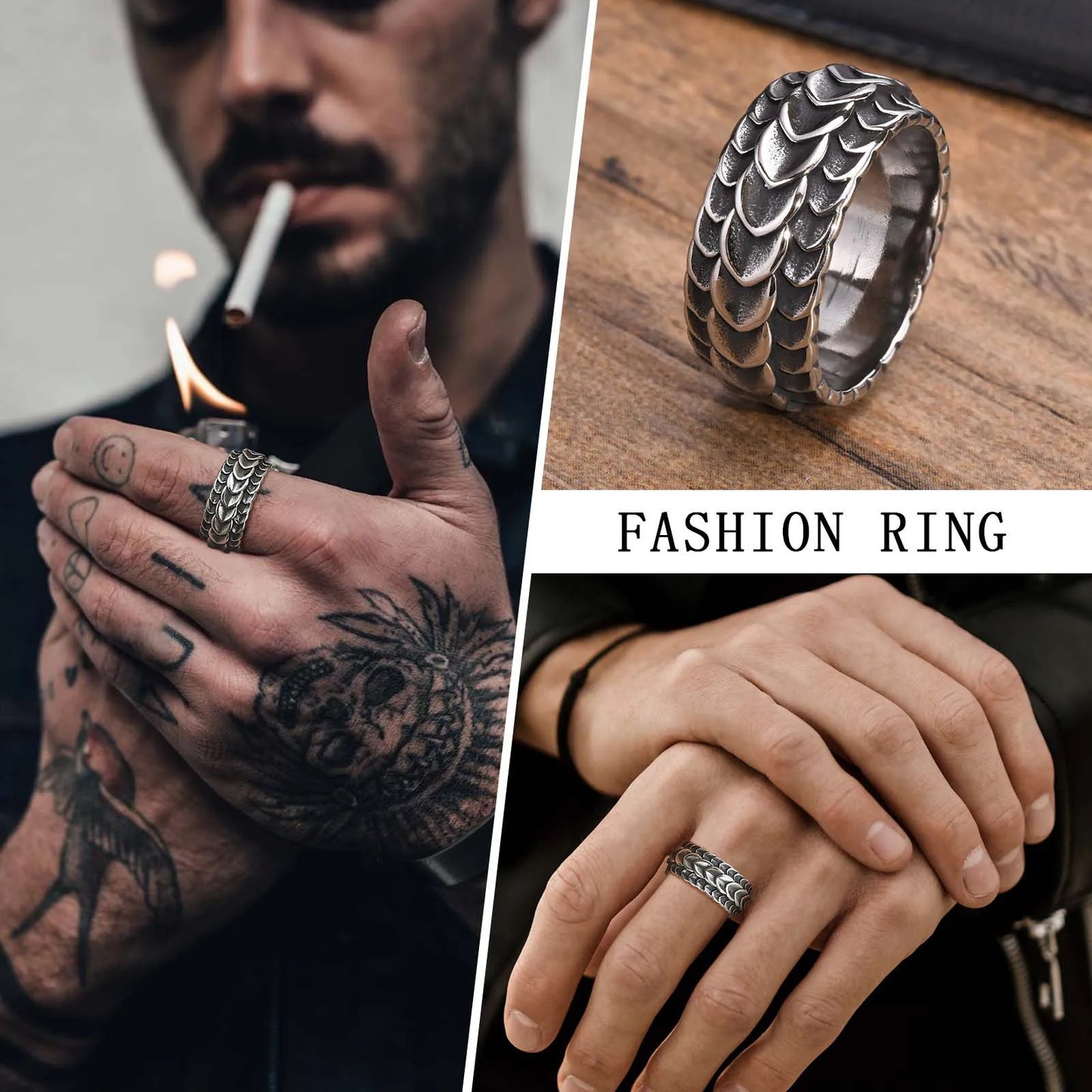 Feather Carved Rings