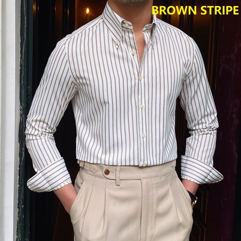 Striped Pin Down Collar Shirt