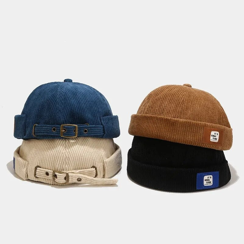 Vintage Corduroy Brimless Hat
