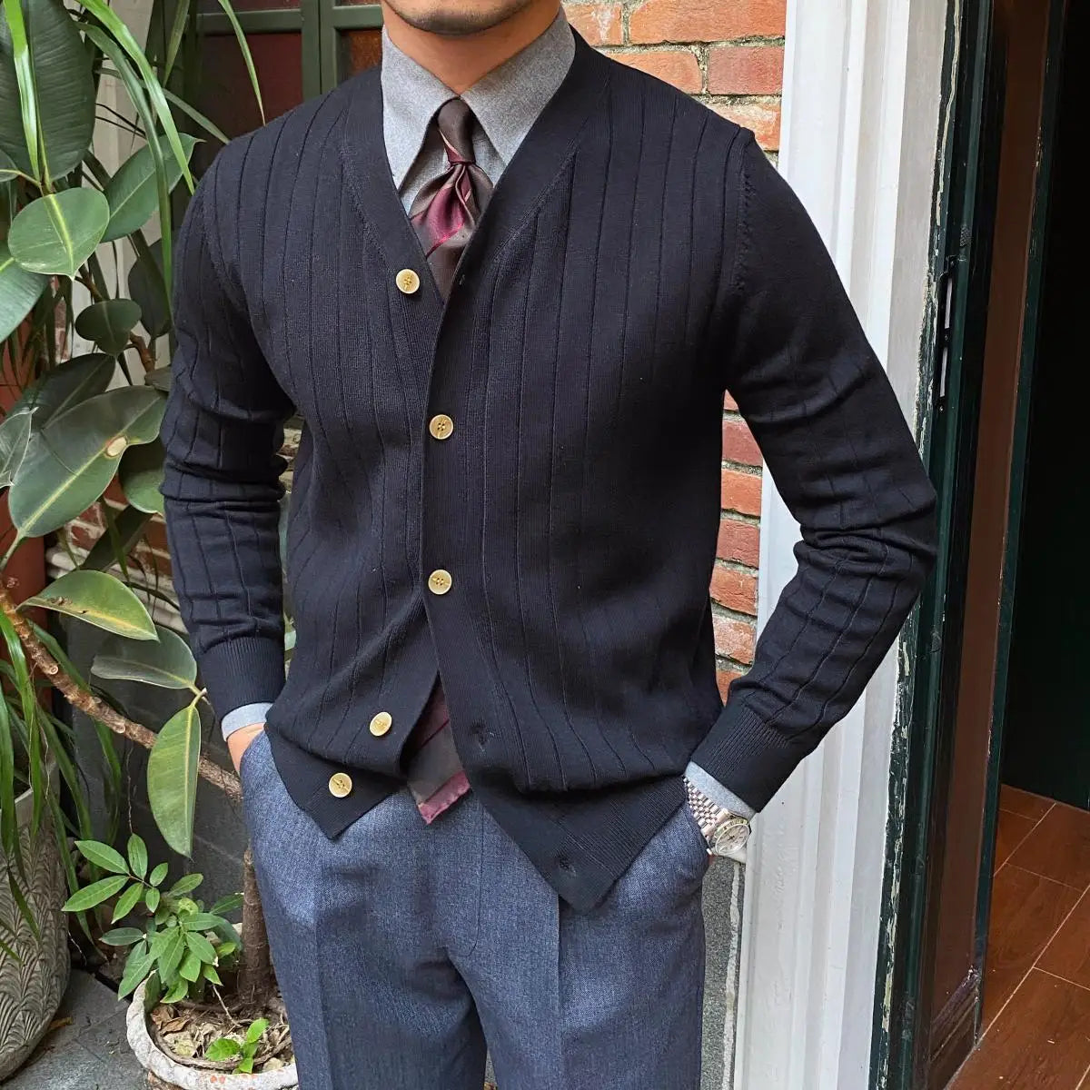 LMS V-Neck Casual Sweaters