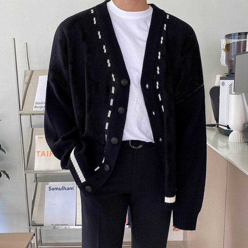 Oversize Topstitch Knitting Cardigan