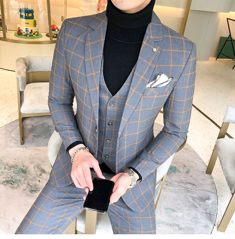 Classic Gents Formal Plaid Suit