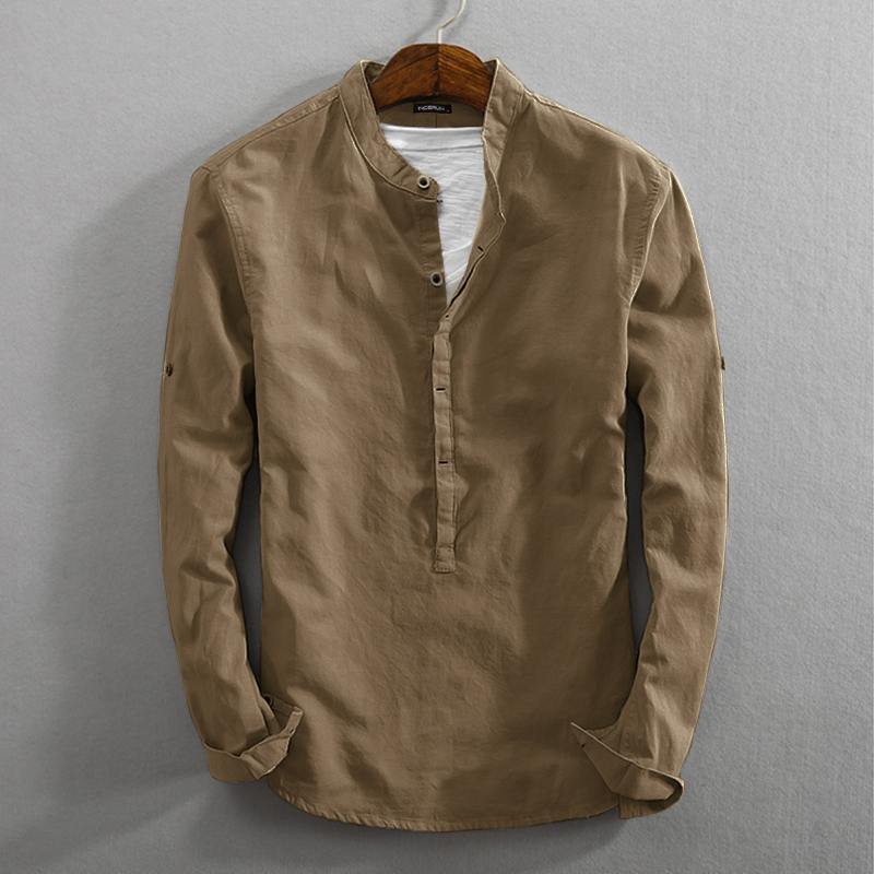 Vintage Linen Stand Collar Shirts