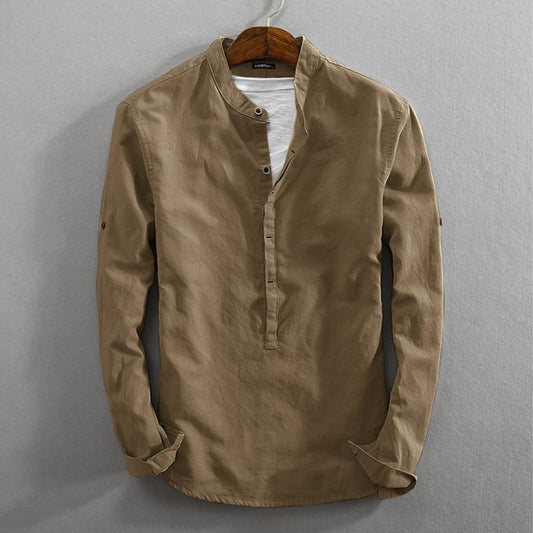 Vintage Linen Stand Collar Shirts