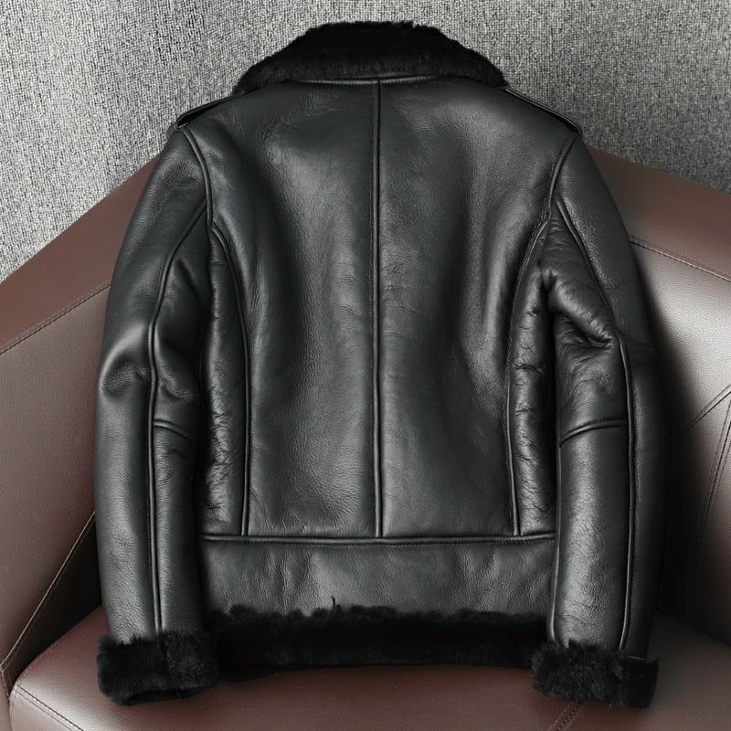 LMS Leather Fur Lapel Motorcycle Jackets