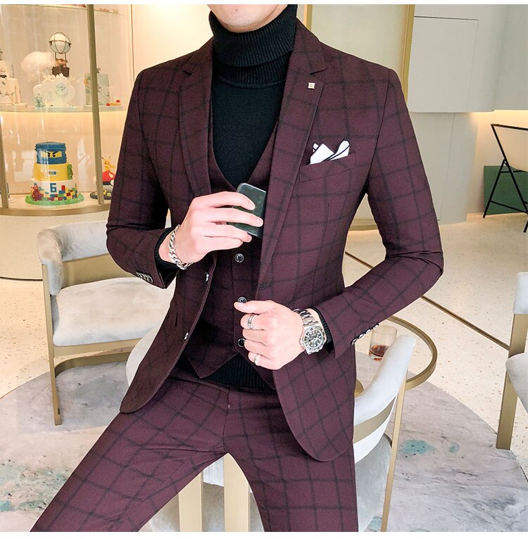 Classic Gents Formal Plaid Suit