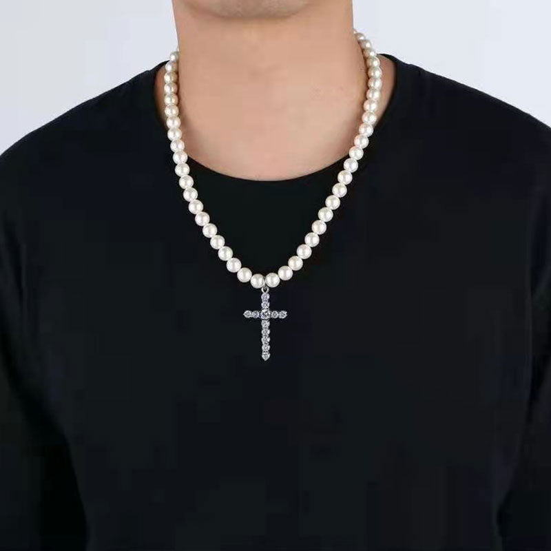 Cross Pendant Pearl Necklace