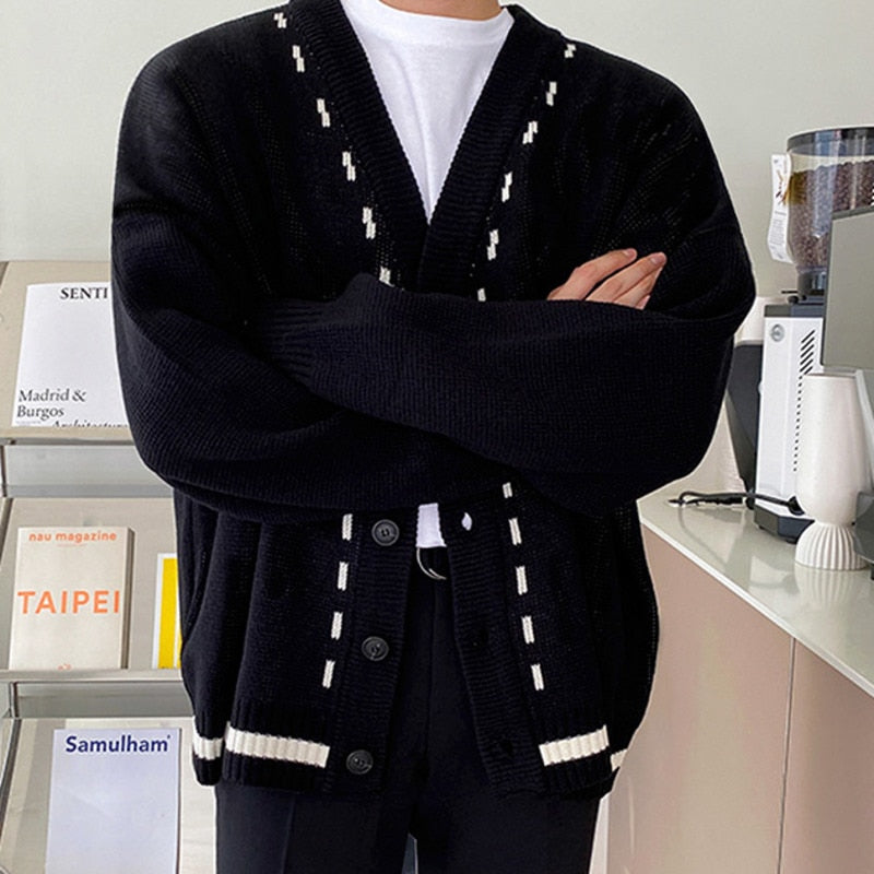 Oversize Topstitch Knitting Cardigan