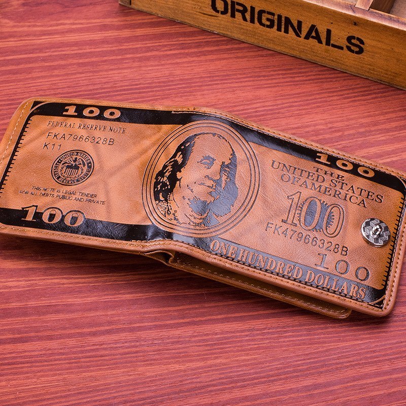 Slim Wallet for Men US $100 Dollar Bill Wallet PU Leather Billfold Card Holder Purse Pu Leather Card Holder Wallet
