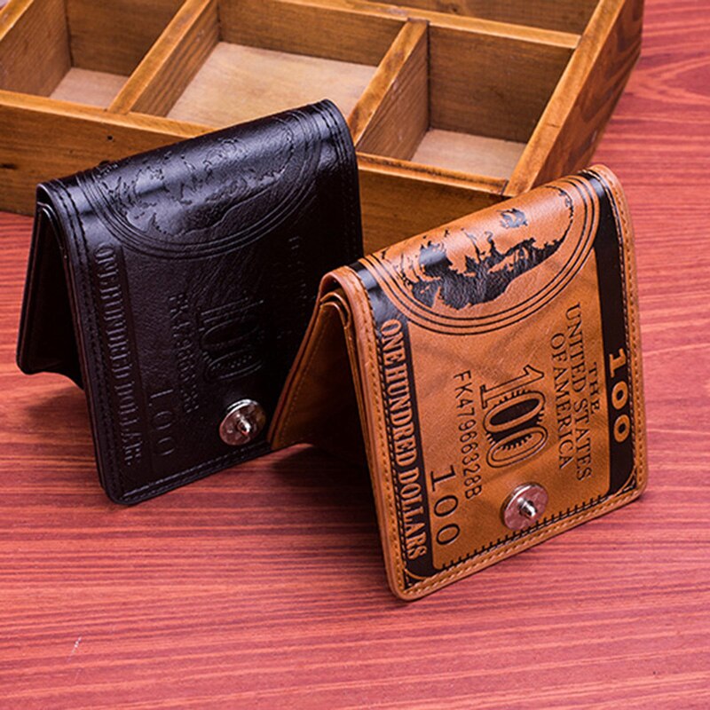 Slim Wallet for Men US $100 Dollar Bill Wallet PU Leather Billfold Card Holder Purse Pu Leather Card Holder Wallet