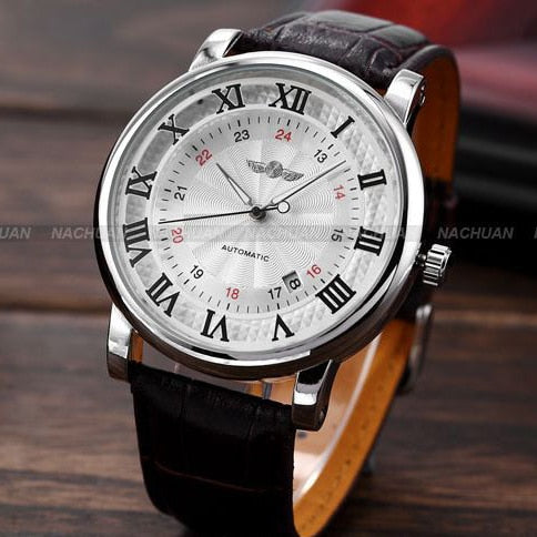 Rome Number Automatic Mechanical Leather Watch