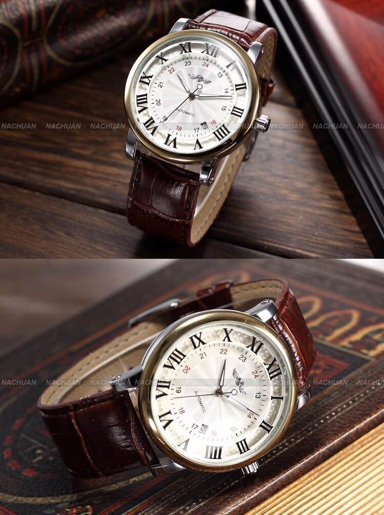 Rome Number Automatic Mechanical Leather Watch