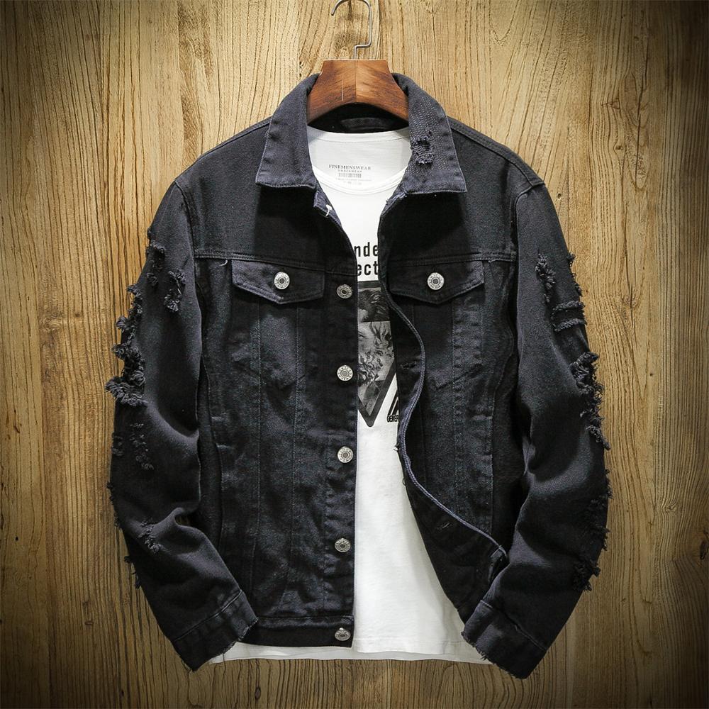 Slim Ripped Hole Denim Jacket