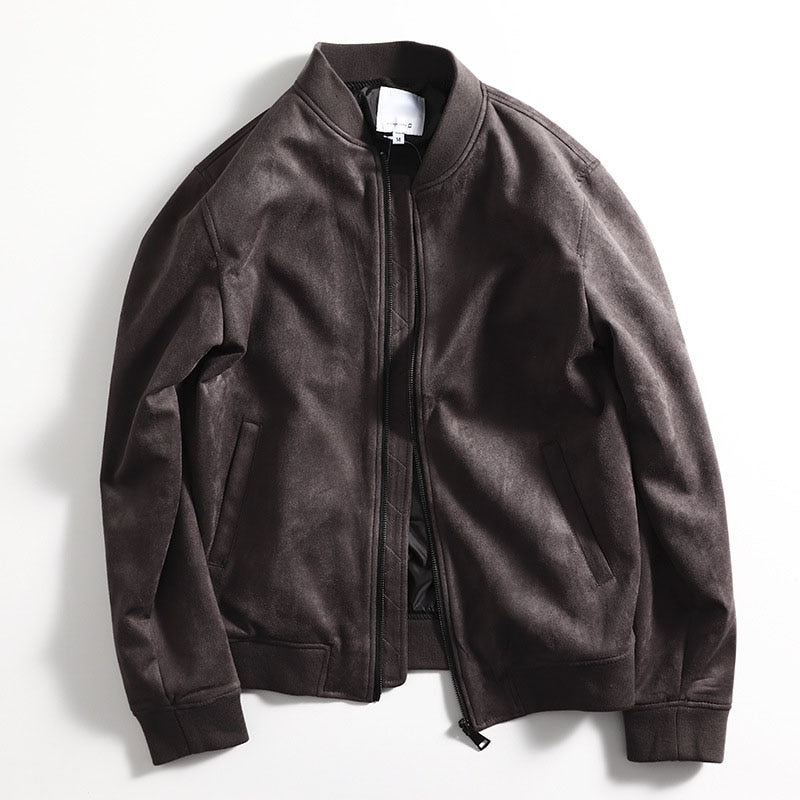 LMS Fashion Suede Leather Baseball Jackets