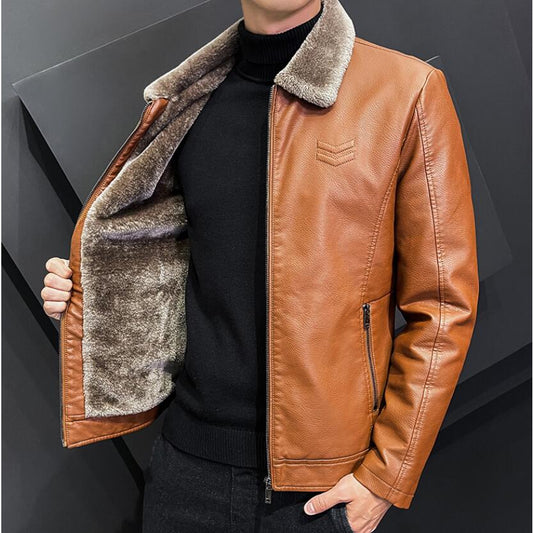 LMS Fleece Fur Leather Jacket