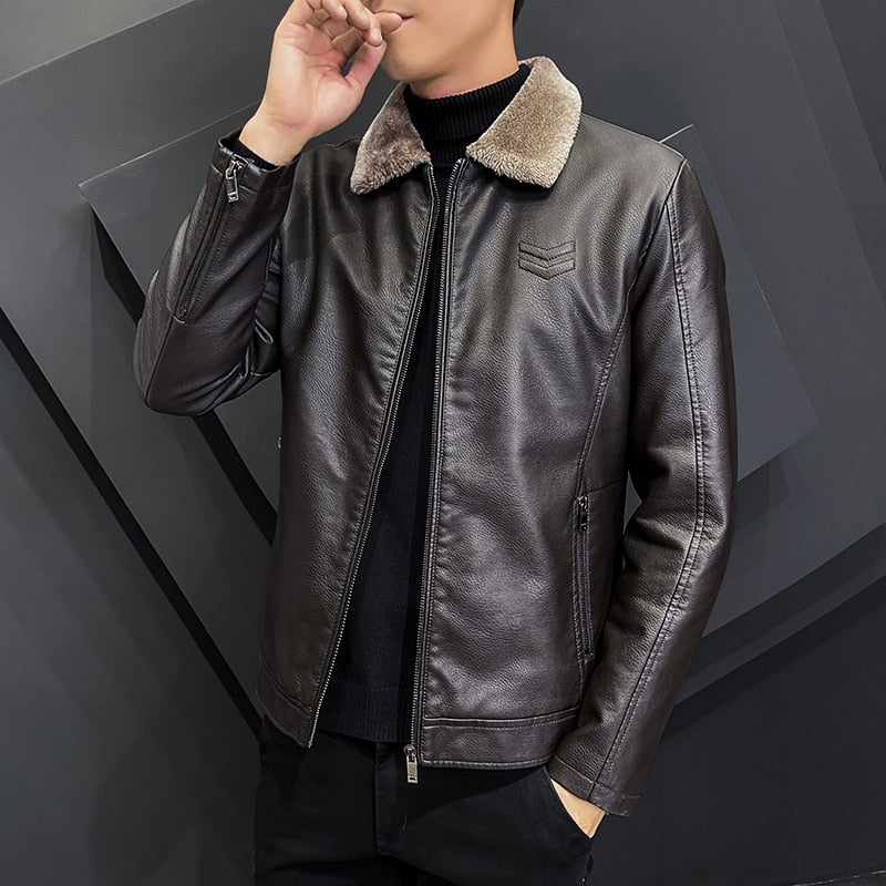 LMS Fleece Fur Leather Jacket