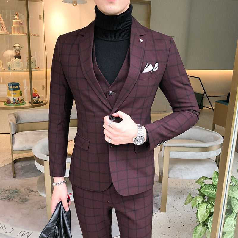 Classic Gents Formal Plaid Suit