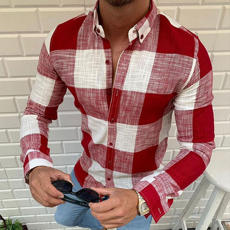 Fashion Plaid Lapel Button Shirts
