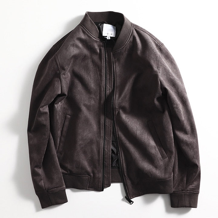 LMS Fashion Suede Leather Baseball Jackets