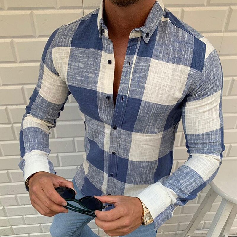 Fashion Plaid Lapel Button Shirts