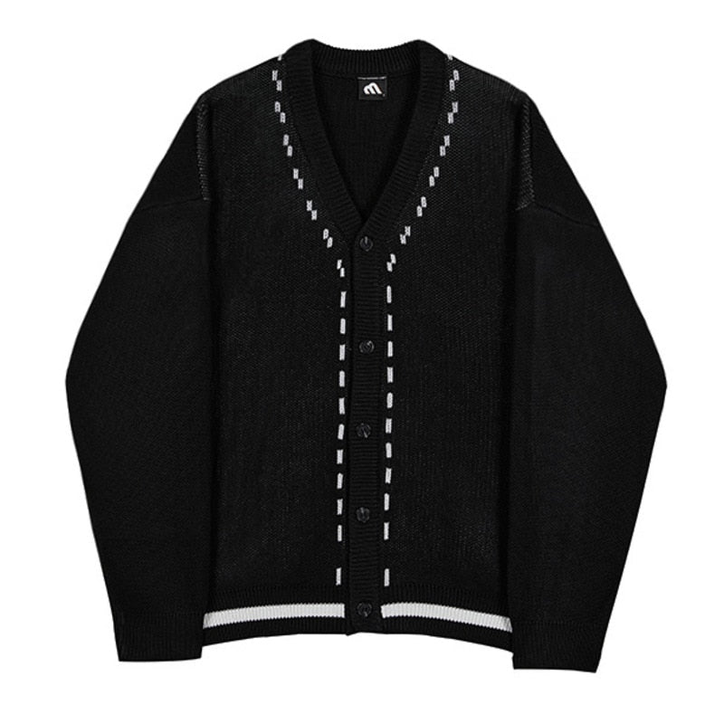 Oversize Topstitch Knitting Cardigan