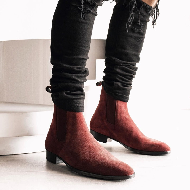 LMS Red Faux Suede Chelsea Boots
