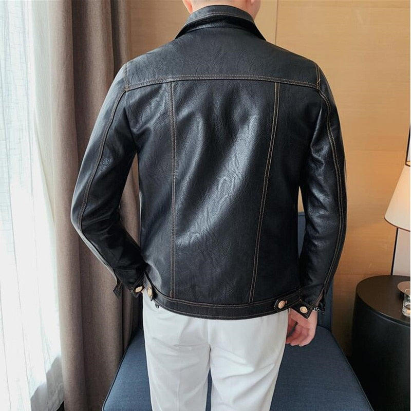 LMS Black Pu Leather Jacket