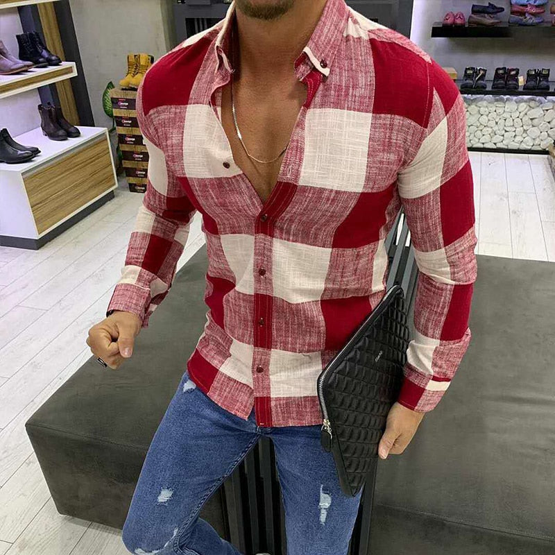Fashion Plaid Lapel Button Shirts