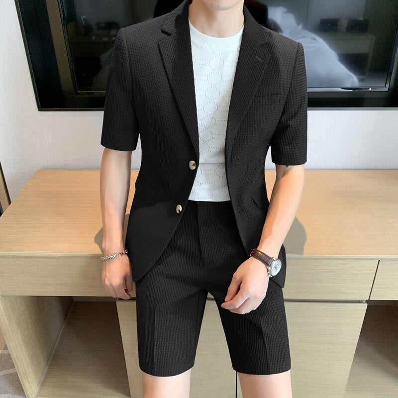 Waffle Blazer + Shorts Summer Suit