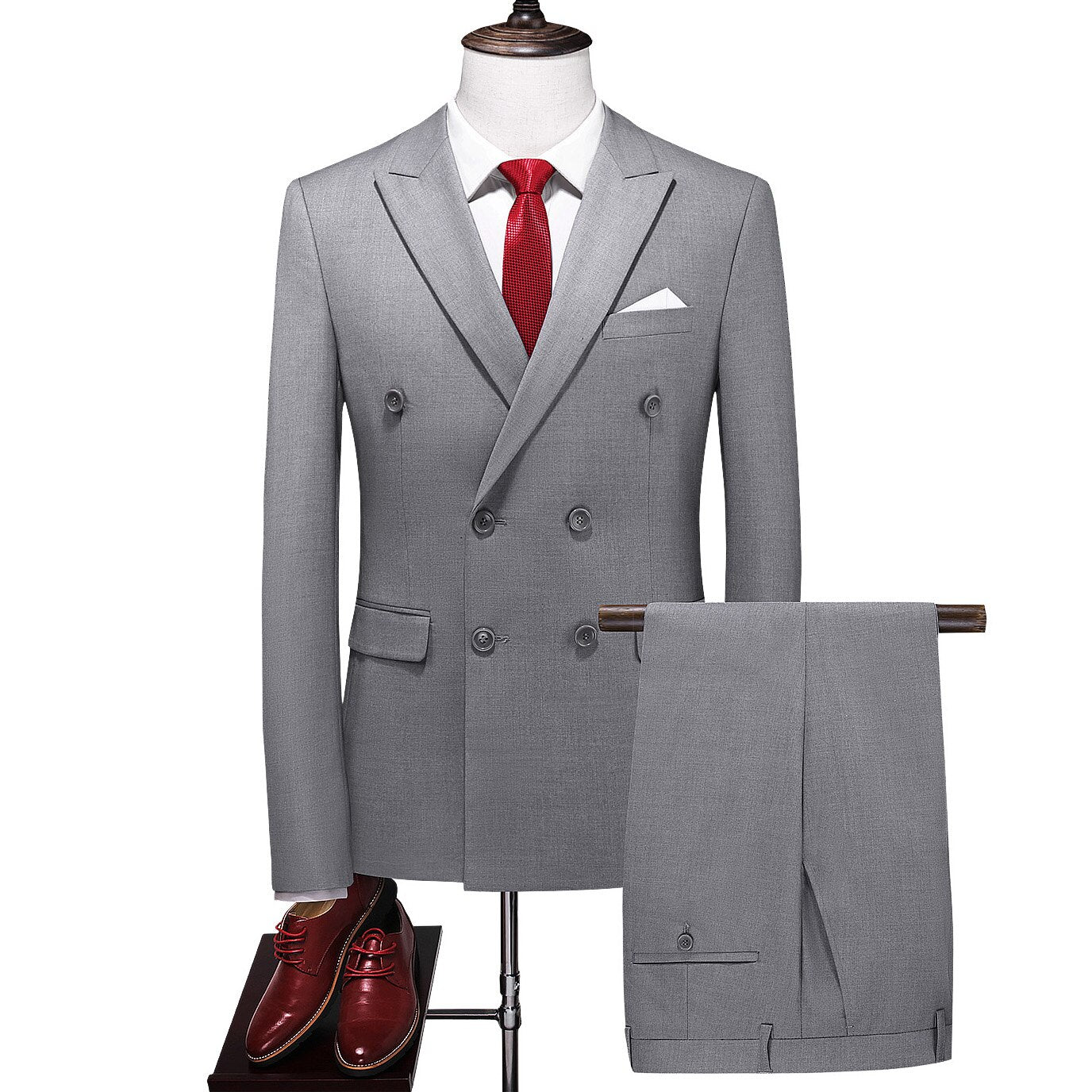 Business Double Breasted Solid Suit