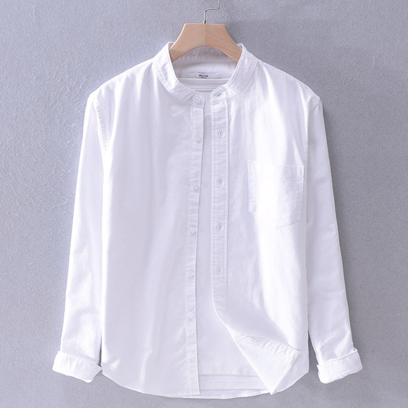 LMS Stand Collar Casual Dress Shirt