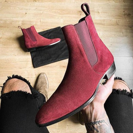 LMS Red Faux Suede Chelsea Boots