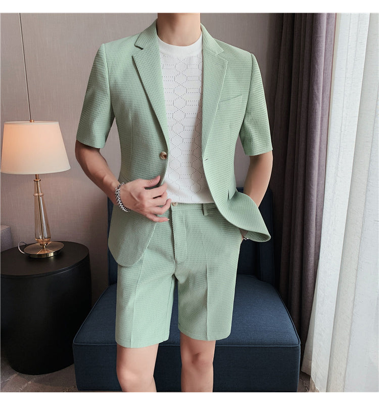 Waffle Blazer + Shorts Summer Suit