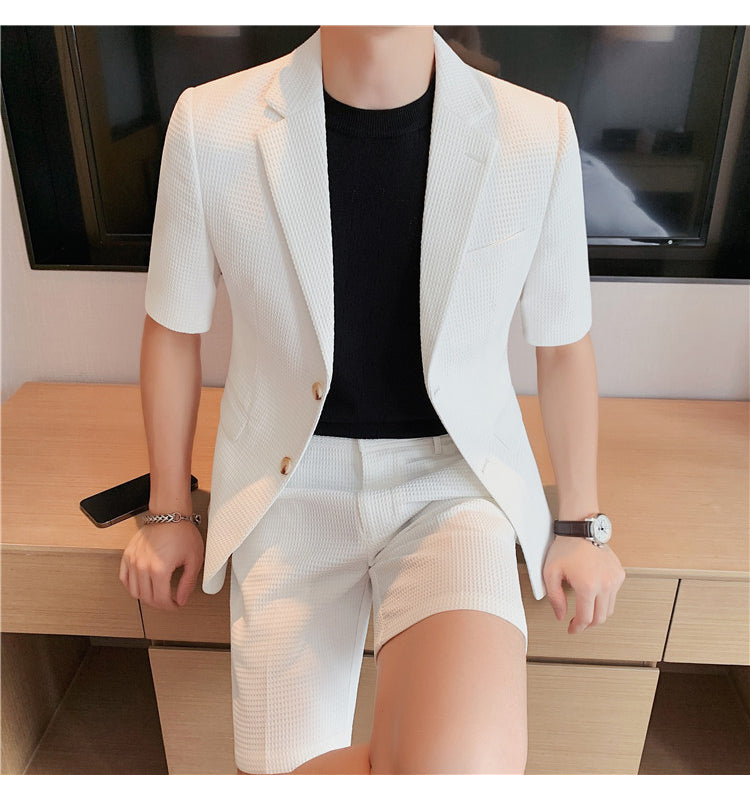 Waffle Blazer + Shorts Summer Suit