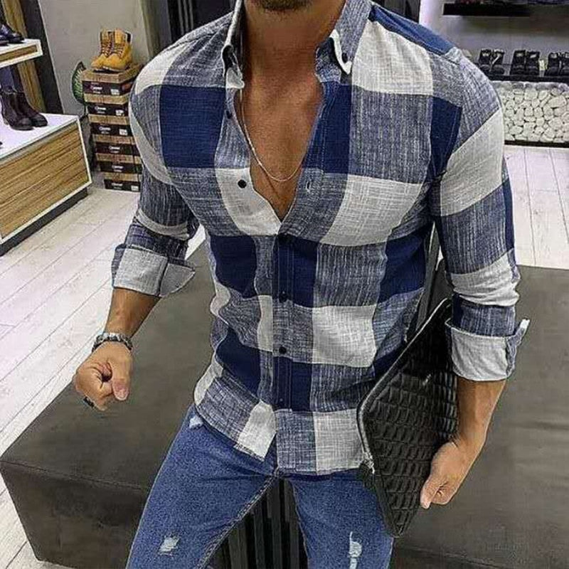 Fashion Plaid Lapel Button Shirts
