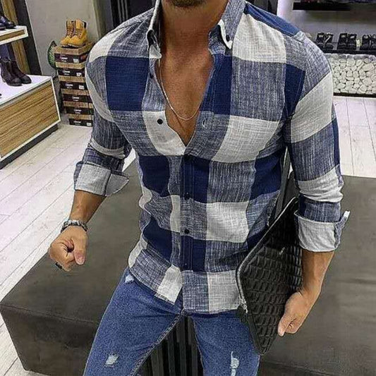 Fashion Plaid Lapel Button Shirts