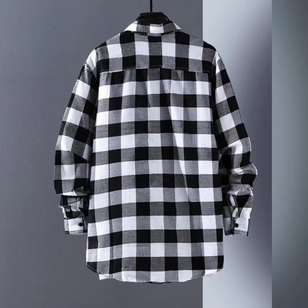 LMS Lapel Plaid Shirt