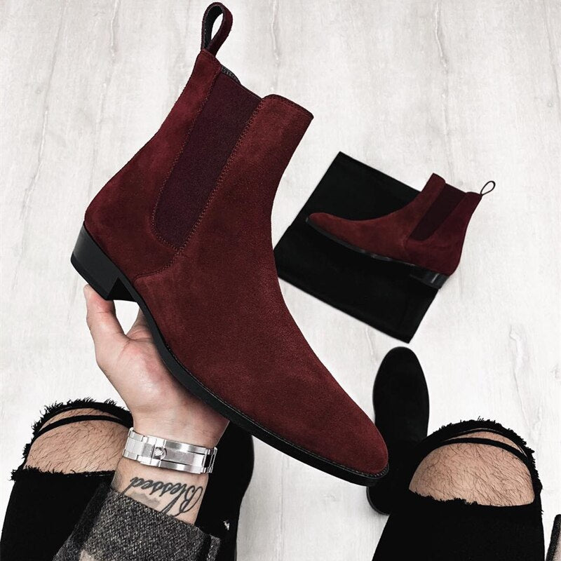 LMS Red Faux Suede Chelsea Boots