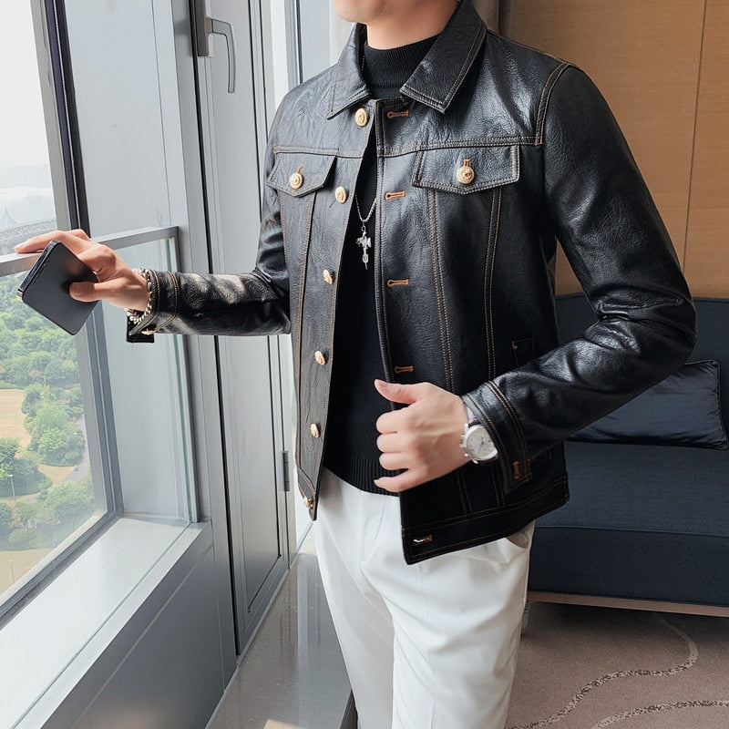 LMS Black Pu Leather Jacket