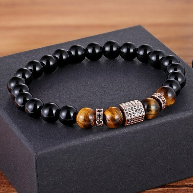 Tiger Eye with Cubic Zircon Bracelet