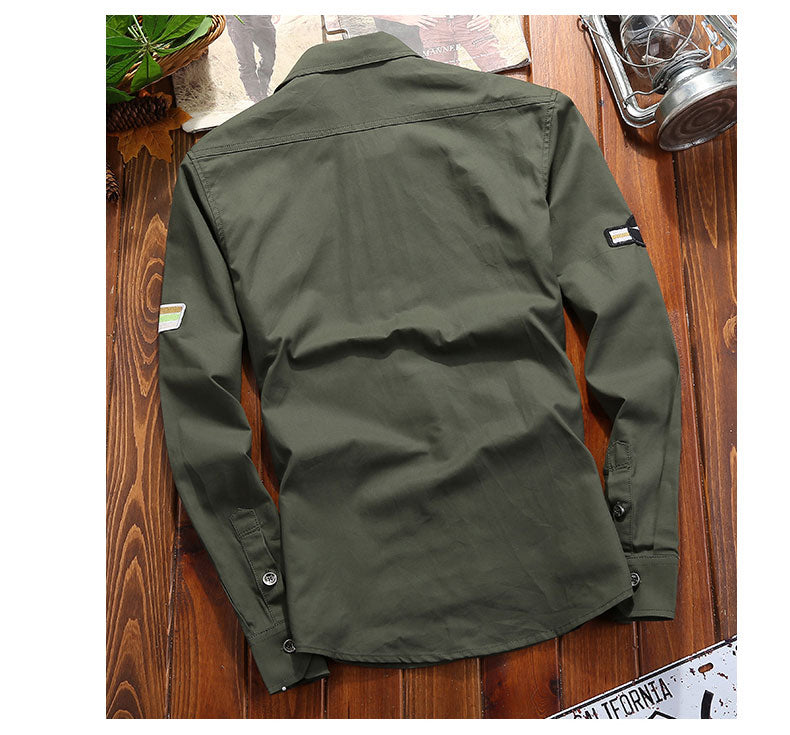 Military Casual Retro Slim Fit Long Sleeve Shirt