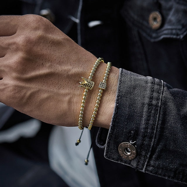 Crown Charm Long Tube Men Bracelet