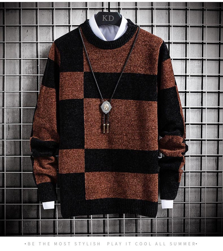 Plaid Round Neck Sweater