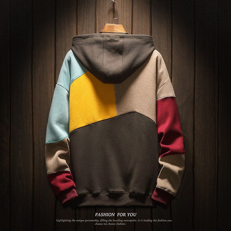 Patchwork Long Sleeve Hoodie Sweatshirt