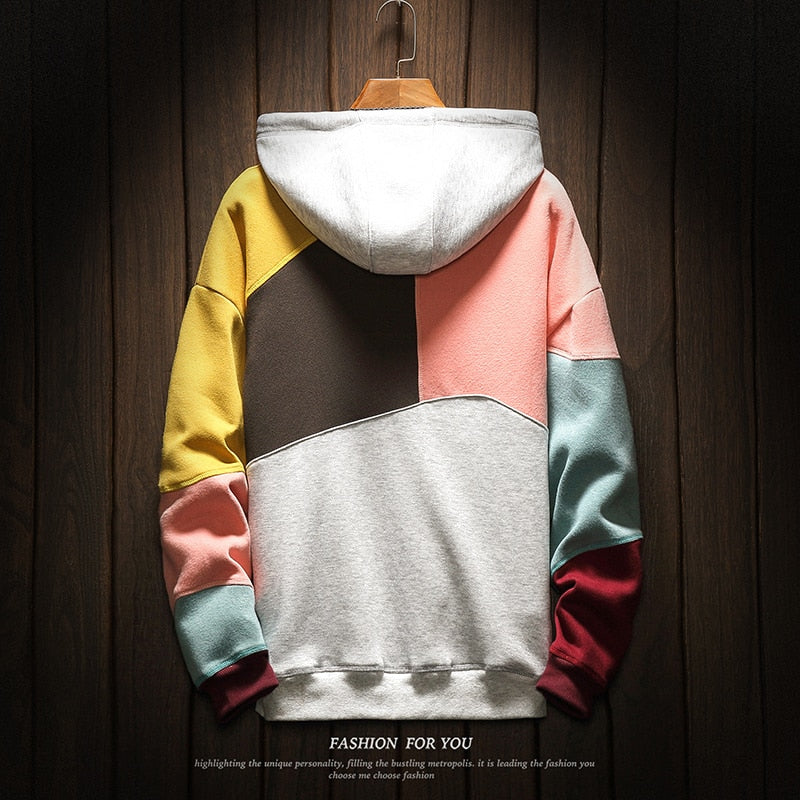 Patchwork Long Sleeve Hoodie Sweatshirt