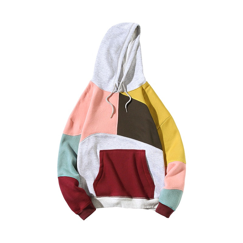 Patchwork Long Sleeve Hoodie Sweatshirt