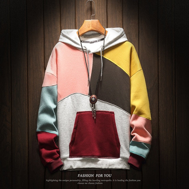 Patchwork Long Sleeve Hoodie Sweatshirt