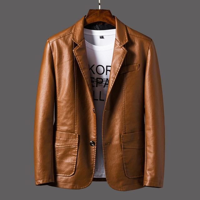 Men Casual Leather Coat